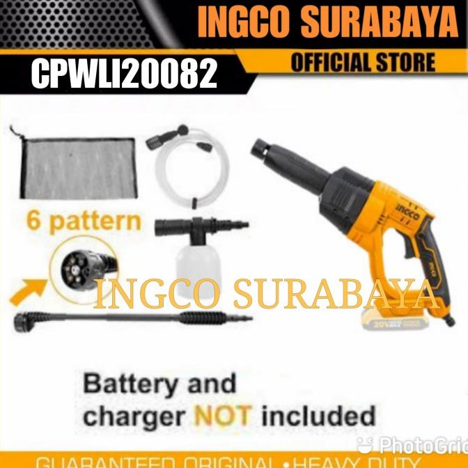 INGCO CPWLI20082 JET CLEANER CORDLESS UNIT ONLY ALAT CUCI MOBIL STEAM