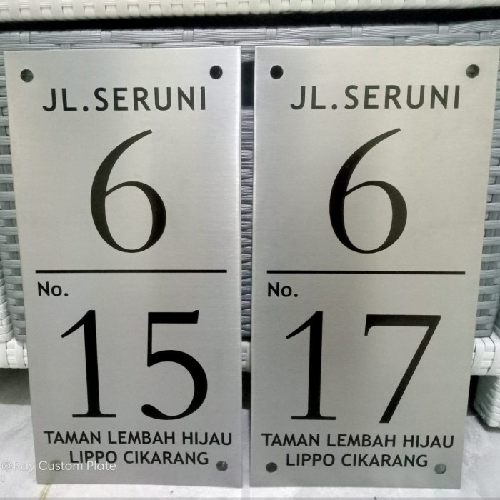 Hidi Nomor Rumah Stainless Steel / Stainless / Papan Nomor Rumah Stainless