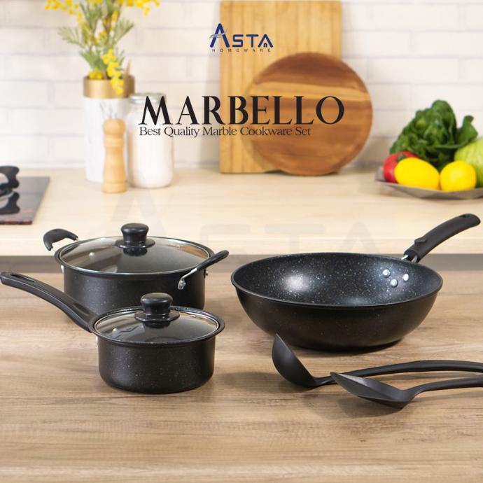 

Marbello Cookware Set Panci Marble Anti Lengket 7Pcs Pfoa Free