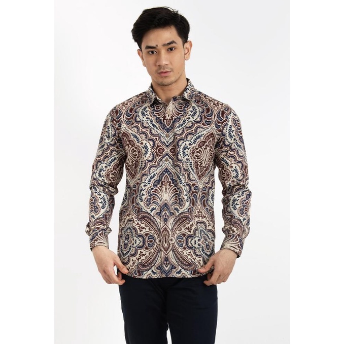 Moc Kemeja Batik Lengan Panjang Pria Muchoz Bestbuy - Maroon Original
