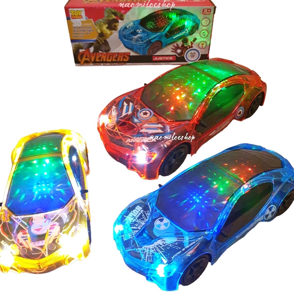 (L.J»J✉> AVENGERS LAMPU BUMP N GO Mainan anak mobil  lampu dan musik super hero berkualiitas