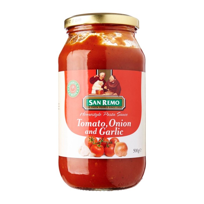 

San Remo Homestyle Pasta Sauce Tomato, Onion And Garlic 500Gr