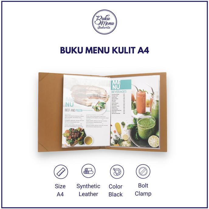 

BUKU MENU RESTORAN KULIT ISI PLASTIK A4 - READY STOCK - CAFE