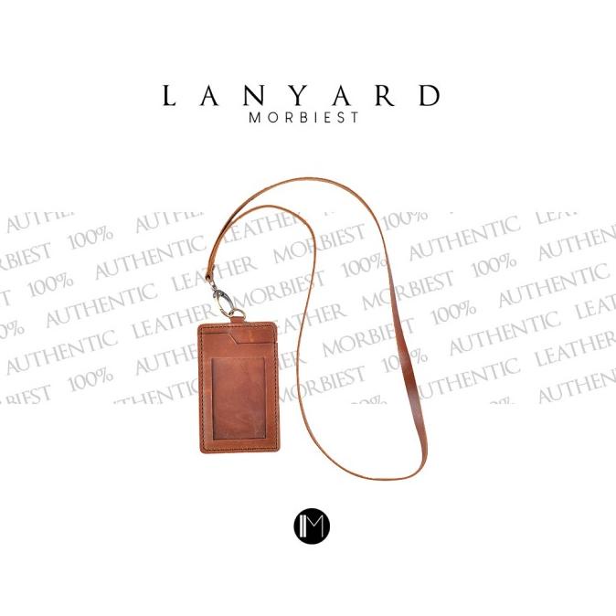 

Lanyard Kulit Asli - ID Card Name Tag Kulit - MORBIEST Lanyard - Brown