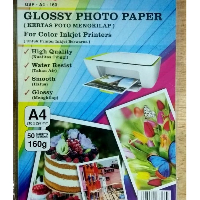 

Di⚡kon !! Joyko Glossy Photo Paper GSP-A4-160 Ukuran A4 160GSM 50 Sheets Kertas Foto 160 GSM 50 Lembar Glosi