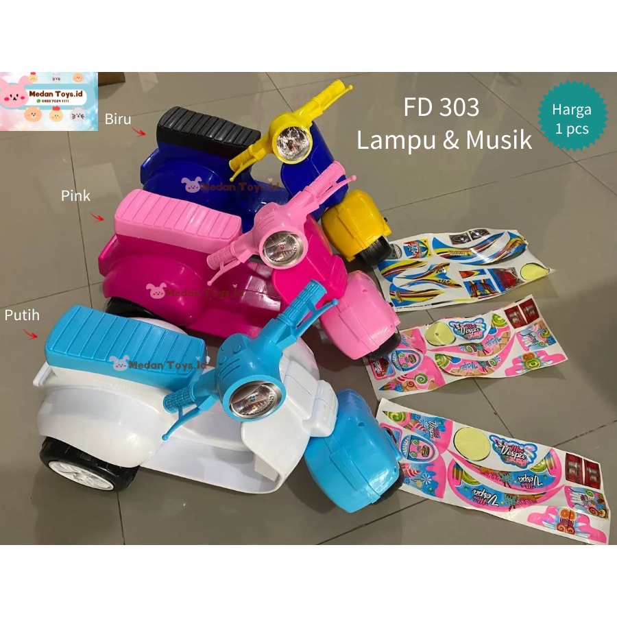 Medan Toys - Mainan Vespa Mini Musik Dan Lampu FD303 / Mainan Sepeda Vespa Anak