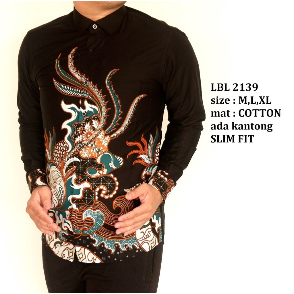 Baju Batik Pria Slimfit Kemeja Lengan Panjang Hem Slim Fit LBL 2139