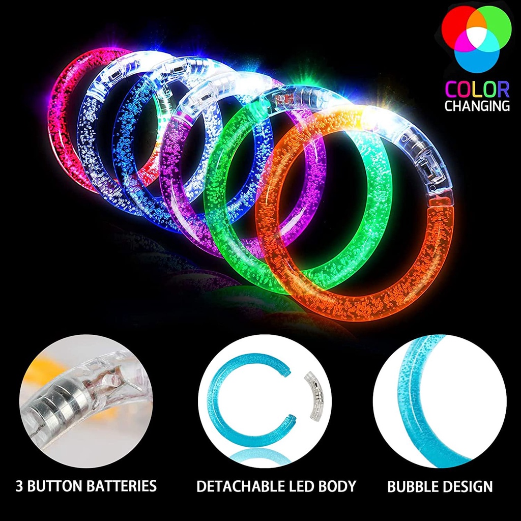 【PROMO】Mainan Anak Gelang Akrilik Gelang LED Acrylic Wristband Bracelet Kelap Kelip Konser Acara Pesta Natal Karnaval