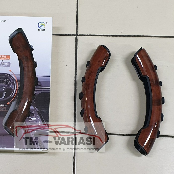 Terlaris 4D Cover Sarung Pelindung Stir Mobil Wood Coklat Anti Slip
