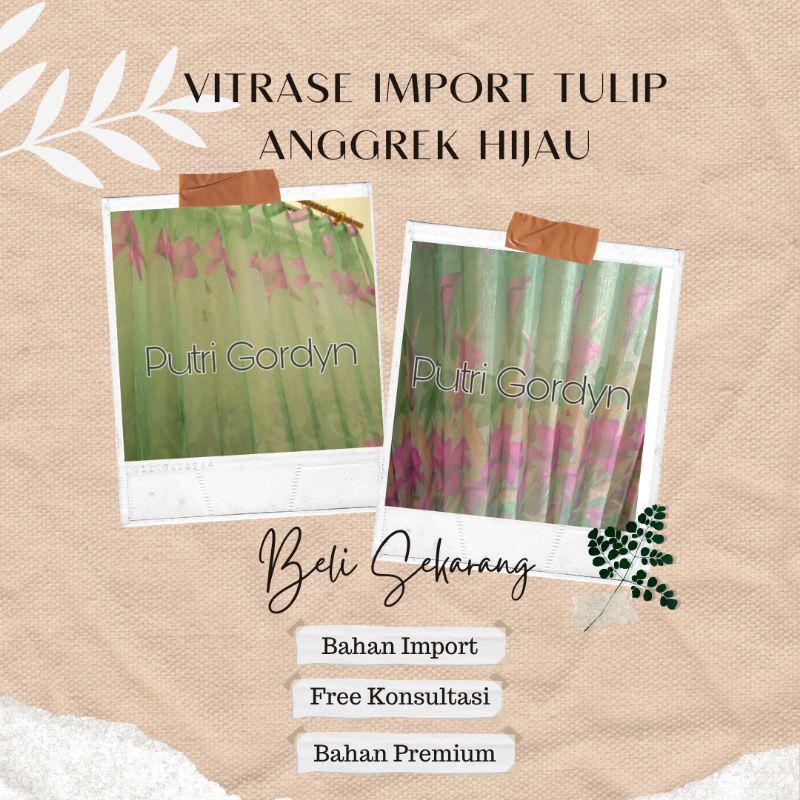 Dalaman Gorden/Vitrase Tulip anggrek Hijau L 2mtr