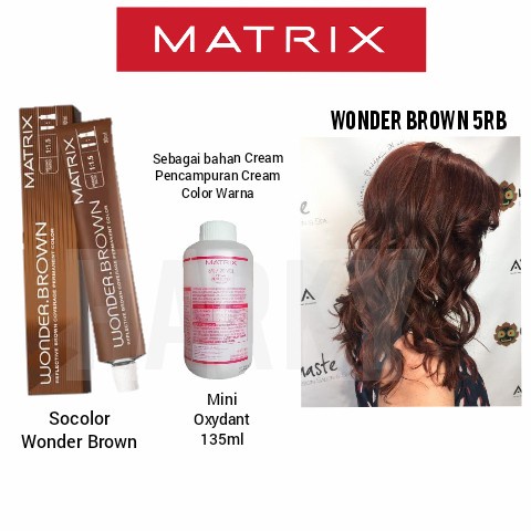 Cat Rambut Matrix Wonder Brown 5RB + Oxydant 135ml, 1paket