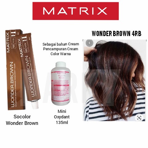 Cat Rambut Matrix Socolor Wonder Brown WB-4RB + Oxydant 135, 1paket