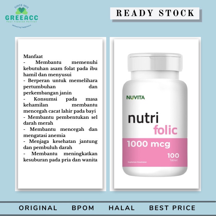 Best Seller Nuvita Nutri Folic 1000 Mcg 1000Mcg Folic Acid Asam Folat