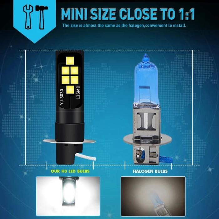 Lampu Led Foglamp H3 Dengan 12 Chip 25 Watt Orange Yellow H3