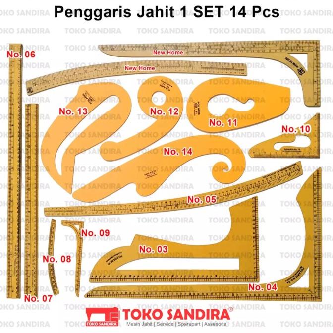 

Penggaris Pola Jahit Set isi 14/Penggaris komplit/penggaris 1 set