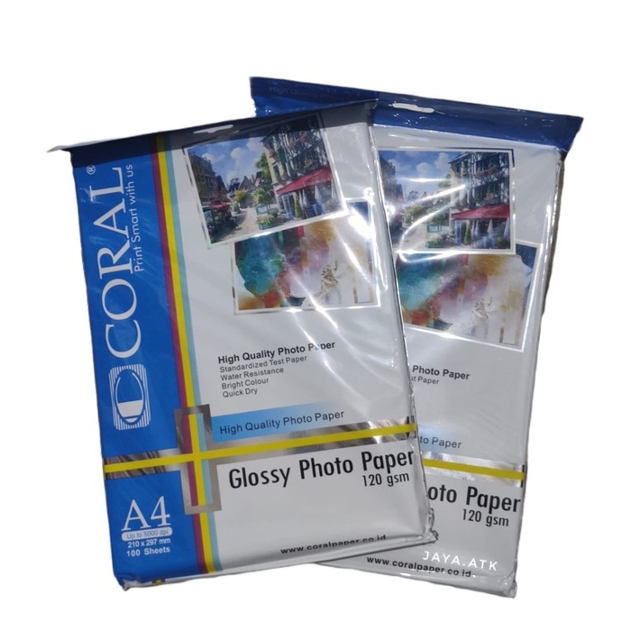 

Terlaris Kertas Photo Foto A4 Glossy Kilap Coral 120 Gsm 100 Lembar