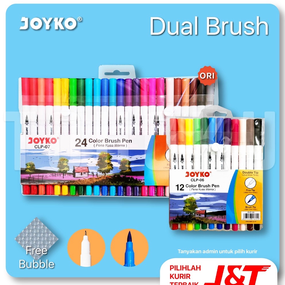 

Kemasan Baru.. Joyko Dual Brush Pen 12 Warna - Calligraphy Pen Joyko 12 KAY