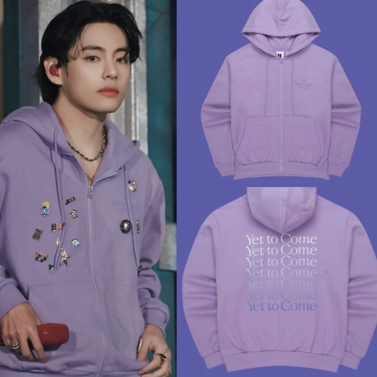 ☛ 100% terbaik ( READY STOK ) JAKET HOODIE Korean bts yet to come IN BUSAN TULISAN GRADASI UNGU read