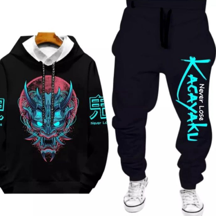 New Stock NB STELAN PRIA SETELAN KAGAYAKU ANIME JAPAN1 SET BAJU SWEATER DAN CELANA JOGGER KAGAYAKU B