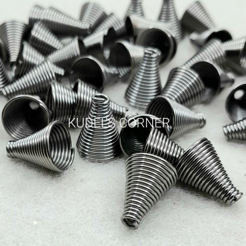 klep spiral kerucut/ penutup ujung tali/ bead cap/ end cap