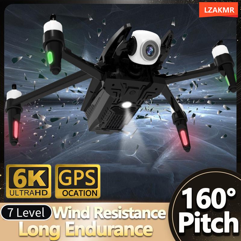 Drone Udara Gps KK13 6K HD Profesional, 7 Tingkat Tahan Angin Tahan Lama 160 ° Kepala Penstabil Dua 