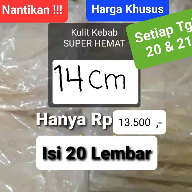 

✨ 7.7 Kulit Kebab Harga Super Hemat 14 Cm Isi 20 Lembar Tortila Enak Tortilla Top Kebab Frozen