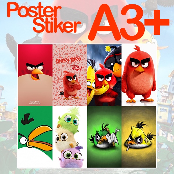 Sticker Poster AngriBird Angry Bird Angri red rovio a3 a3+ a4 custom hiasan rumah wall | decor home 