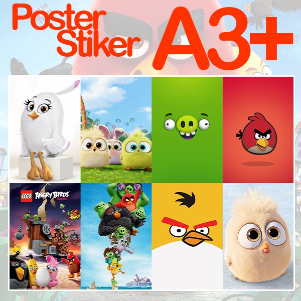 Sticker Poster AngriBird Angry Bird Angri red rovio a3 a3+ a4 custom hiasan rumah wall | decor home 