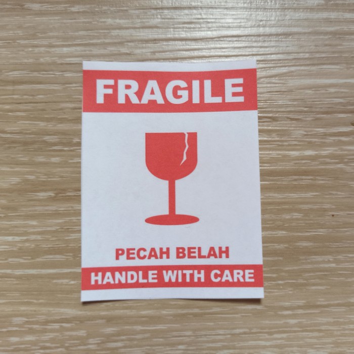 

Isi 100pcs Label Fragile Hvs Sticker Fragile Tanpa Perekat Kara