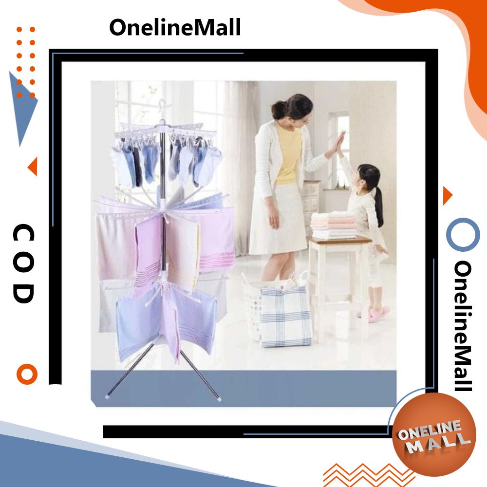 Jr3 Jemuran Baju Bayi Rotasi Putar Lipat Susun 3 TA186