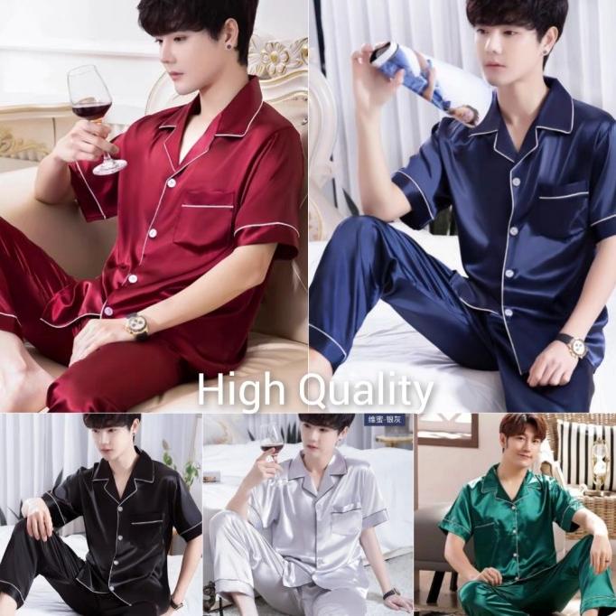 Best Sales Baju Tidur Setelan Cp Piyama Pria Dewasa Satin Premium Original
