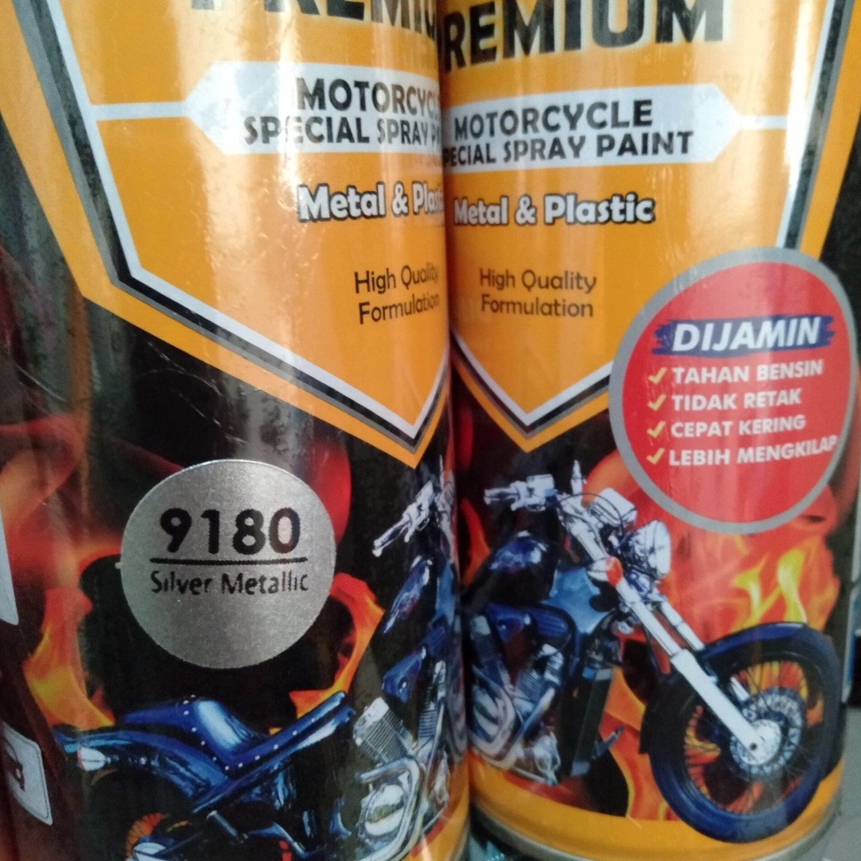 Terbaik.. Pilok Pilox Cat Diton Premium Silver Metallic 9180 Tahan Bensin 400cc silper metalik silve