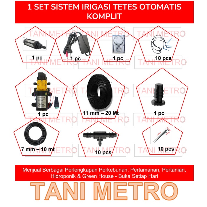 Terlaris 1 Set Sistem Irigasi Tetes Otomatis Dengan Dripper Emitter.