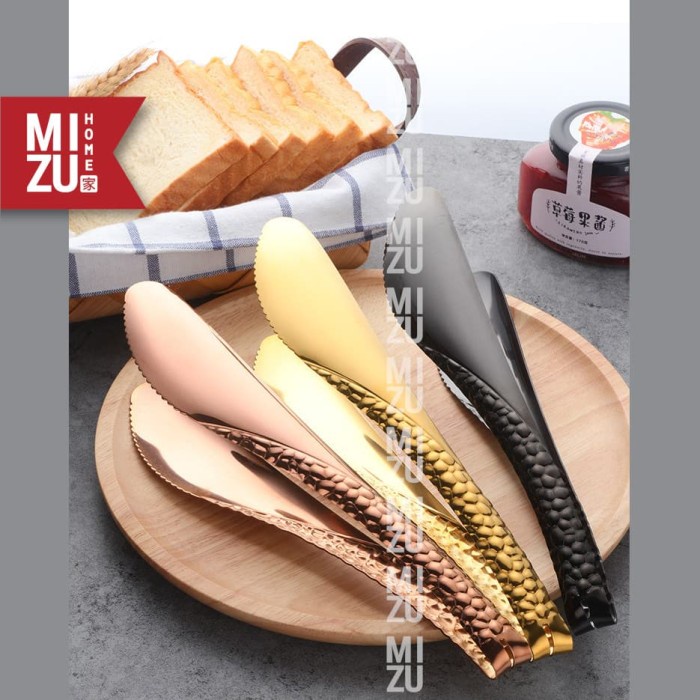 Capit Uroko-Kin Capitan Roti Makanan Kue Yellow Rose Gold Food Tongs Sus304