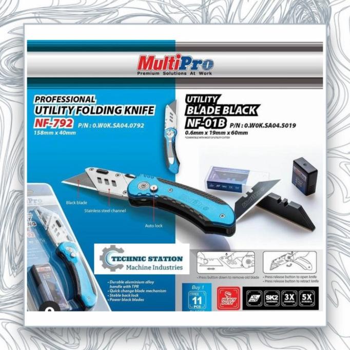 

MULTIPRO NF792 UTILITY FOLDING KNIFE NF-792 CUTER LIPAT HEAVY DUTY