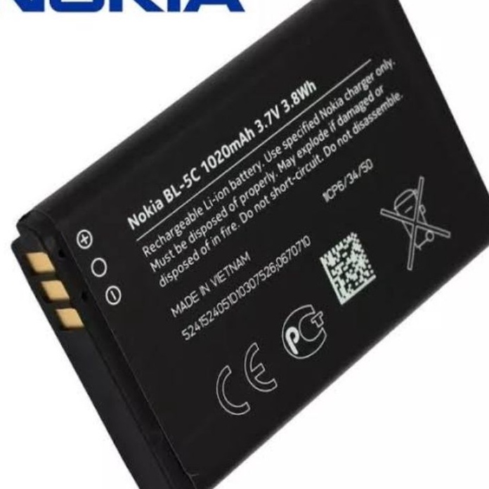 Terlaku... baterai Batterai / batre /bat Nokia ( BL-5C / BL-4C ) Hitam Original 100% Nokia N100, N10