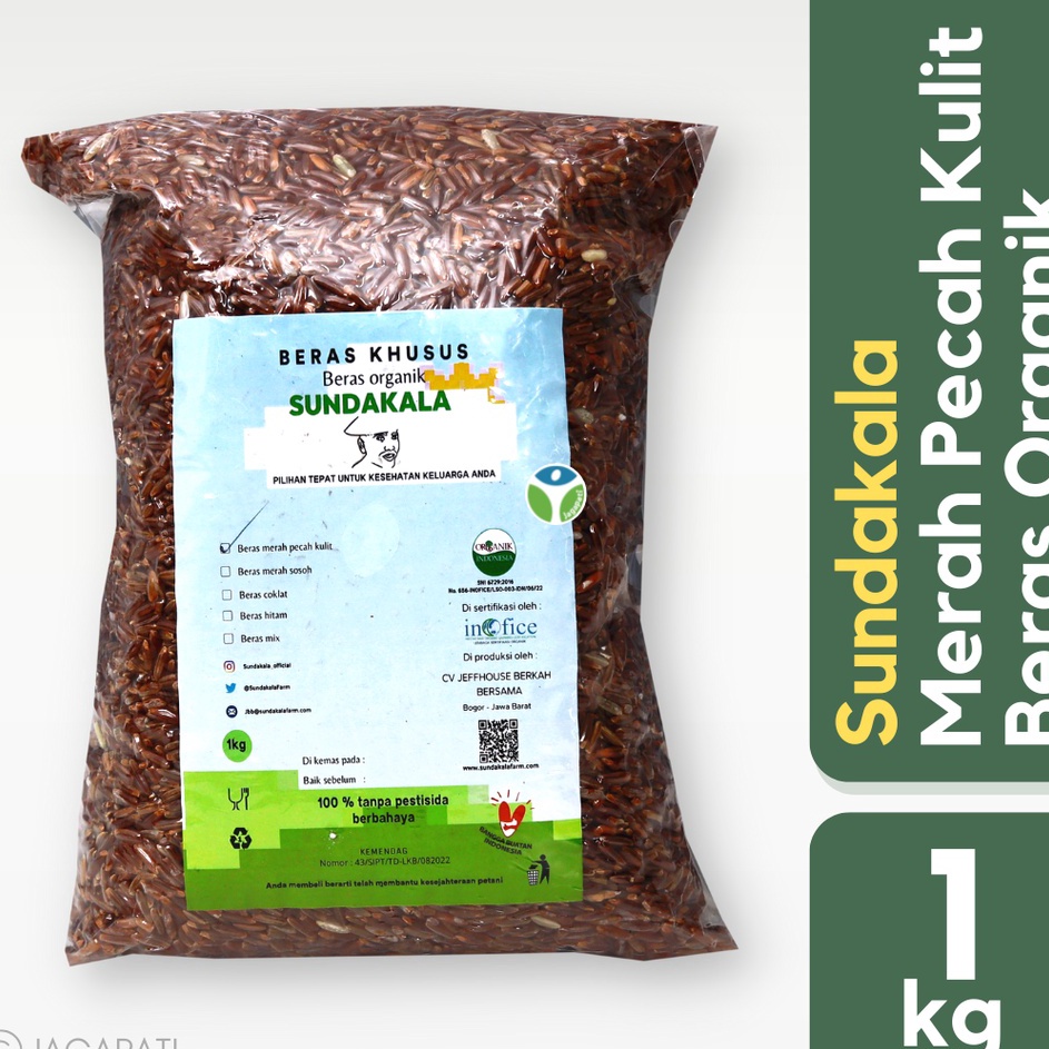 

Free Ongkir/ Beras Merah Pecah Kulit Organik - Sundakala - 1kg - Beras Diabetes - Bogor - Jagapati