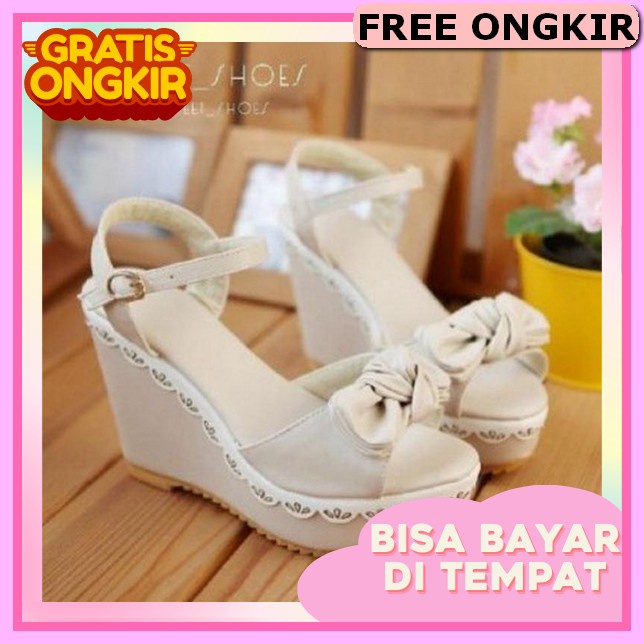 Wedges Wanita Kekinian Sepatu Wegdes Tinggi Tali Weges Casual Pesta Terlaris Wadges Terbaru 2023 Mur