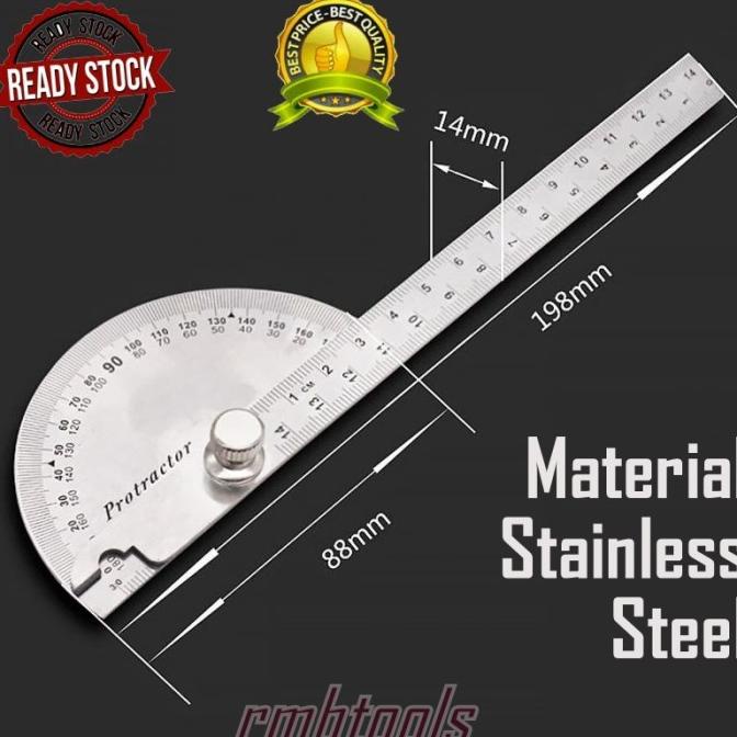 

Penggaris Busur Jangka L 180 Protractor Stainless Steel Tahan Karat