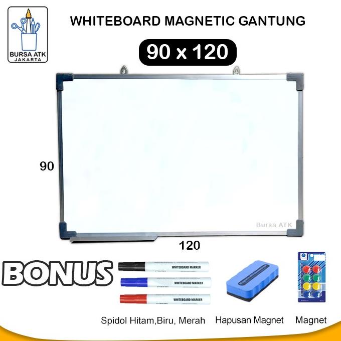 

Papan Tulis Magnetic Whiteboard Gantung 90X120 Spidol H,M,B Mgt, Hpsn