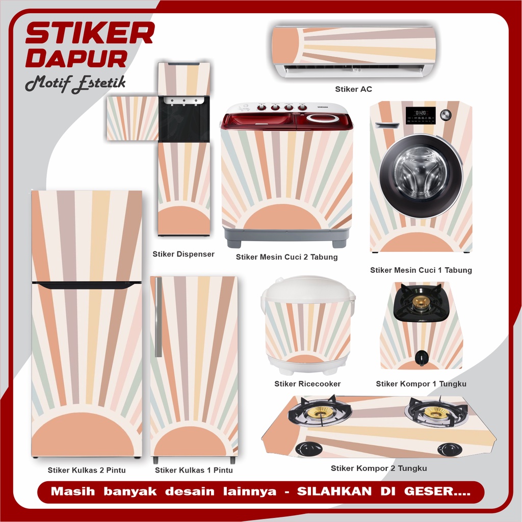 Elegant Appliance Decals - Stiker Wallpaper Kulkas, Kompor, Mesin Cuci dengan Tabung Mata untuk