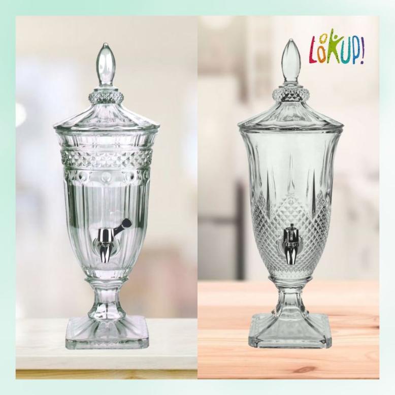 Terbaru Dispenser Air Minum Kristal Kaca / Water Tank / Water / Juice Glass Beverage Dispenser