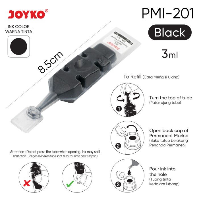 

Permanent Marker Spidol Permanen Round Tip Joyko Refillable