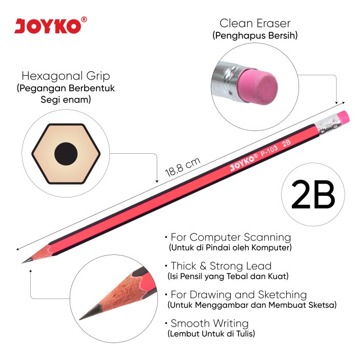 

Pencil / Pensil Joyko P-103 / 2B / 1 Box 12 Pcs