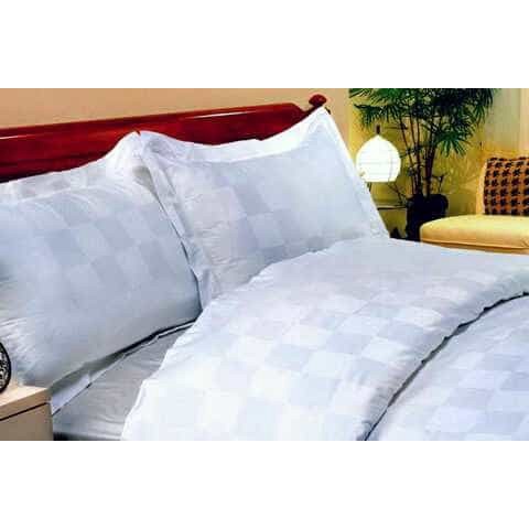 MUST HAVE KAIN SPREI KATUN KINGKOIL KATUN SALUR- GARIS-KOTAK-POLOS PUTIH HOTEL TERMURAH