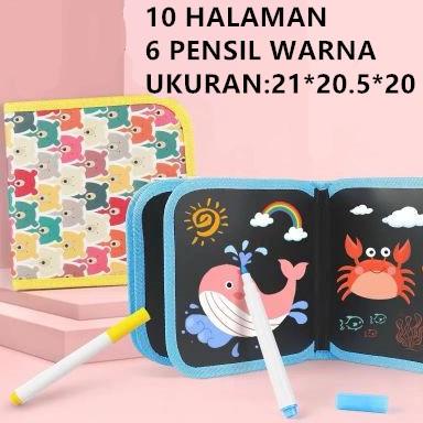 

Mainan Edukasi Buku kain Menggambar Balita dan Anak/drawing & writting book + Magic Pen bisa dihapus