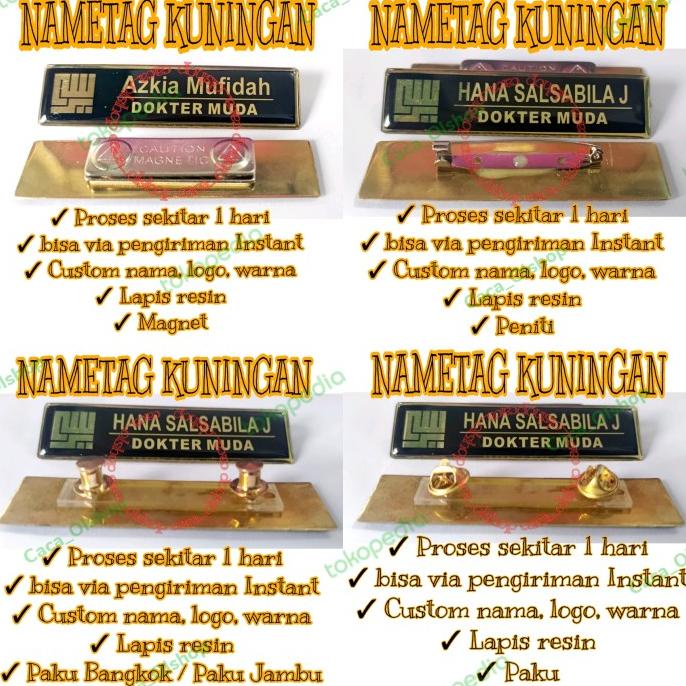 

Papan Nama Pdh|Name Tag Kuningan Gravo Lapis Resin Peniti|Paku|Magnet