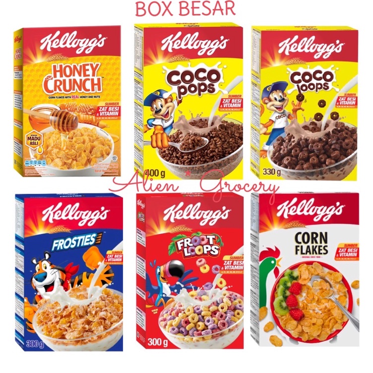 

[KODE PRODUK RWMGZ3657] PROMO!!! BOX BESAR Kellog Kellogs Kellogg Kelloggs Honey Crunch Corn Flakes Frosties Coco Loops Cocoa Pops Froot Loops BOX 275 300 330 360 400gr