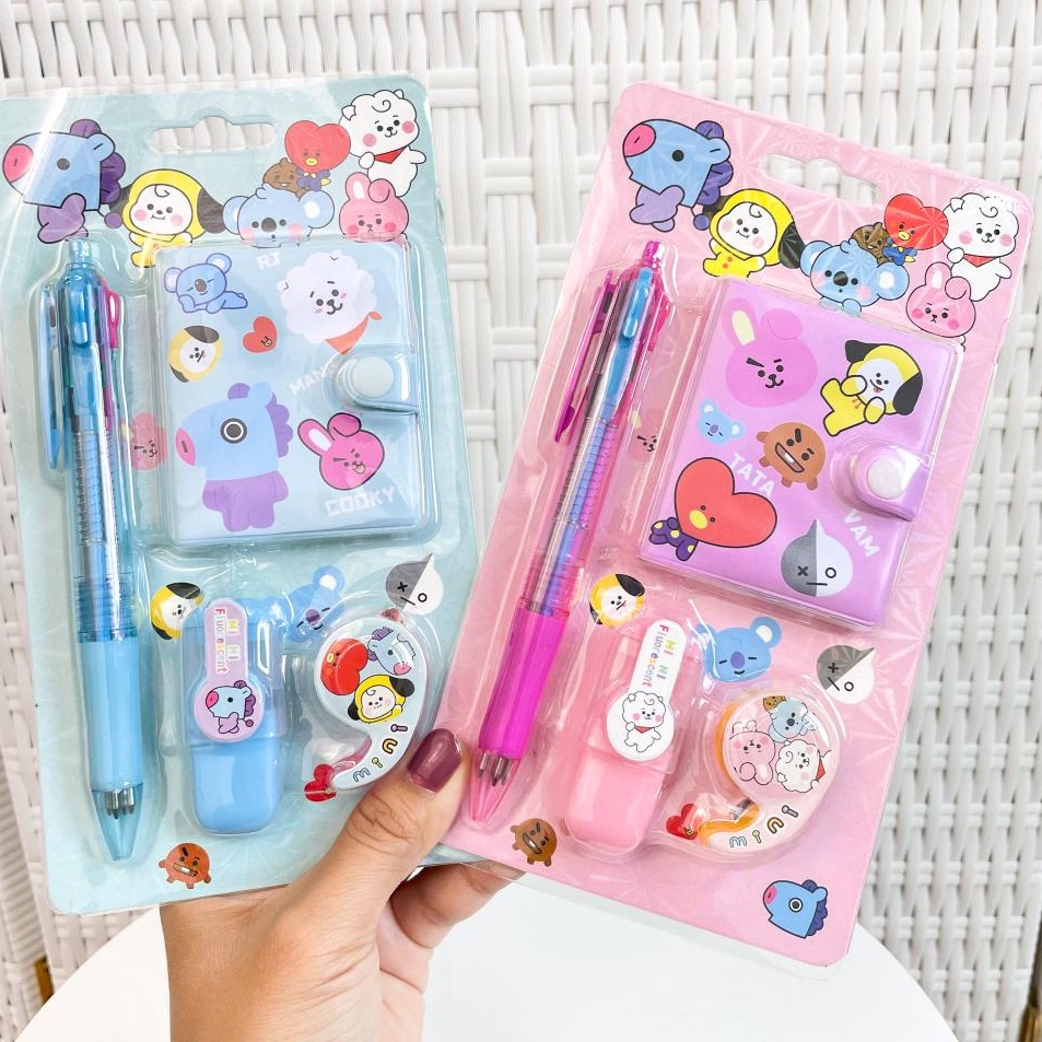 

[KODE PRODUK N8FDC6371] SET ALAT TULIS MINI BT 21 ISI 4 BUKU KECIL PULPEN HIGHLIGHTER MINI SOLATIP PAKET MURAH KADO UNIK SOUVENIR