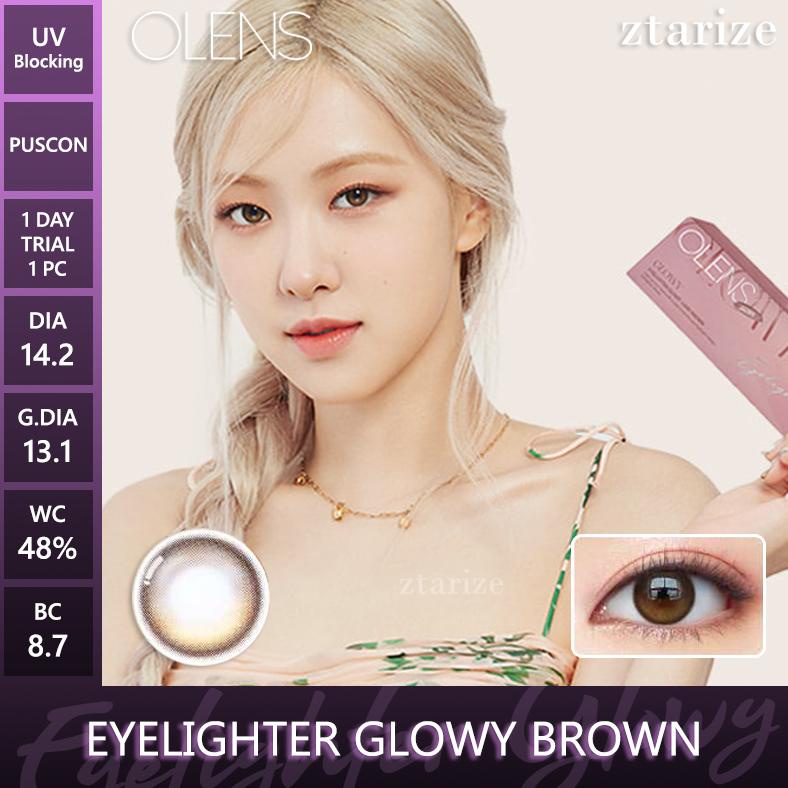Terbaru Ztarize - Ready Stock - Trial Olens Eyelighter Glowy Brown 1 Day Daily Soft Contact Lens 1 P